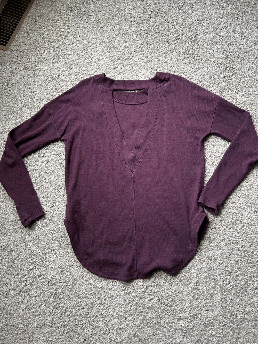 Athleta Burgundy Open Back Long Sleeve Top Presence